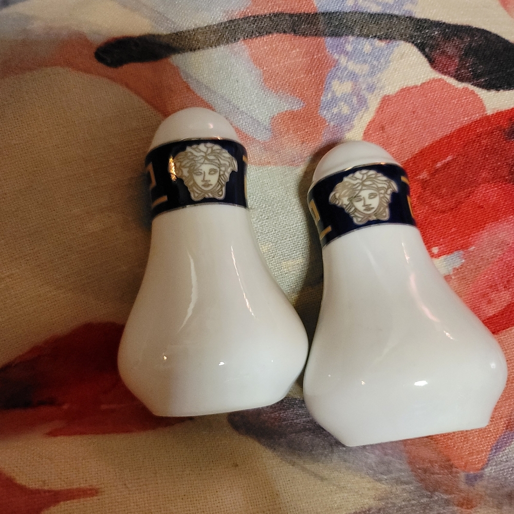 Medusa Head/Greek Key Patern Royal Blue Salt & Pepper Shakers